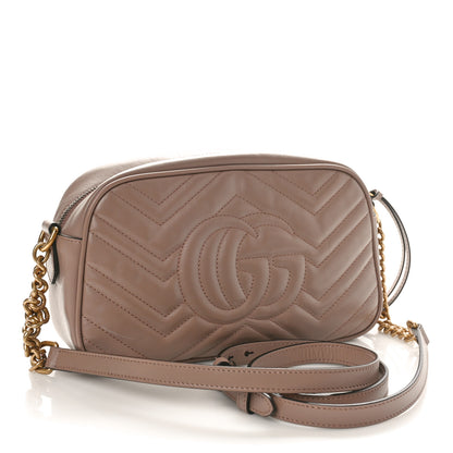 Gucci Calfskin Matelasse Small GG Marmont Chain Shoulder Bag Porcelain Rose 2 of 9