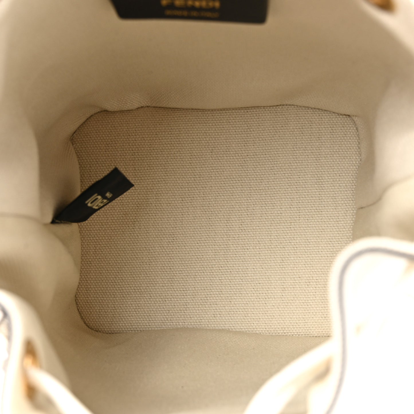 Canvas Nappa F is Fendi FF Embroidered Mini Mon Tresor Bucket Bag White Ice