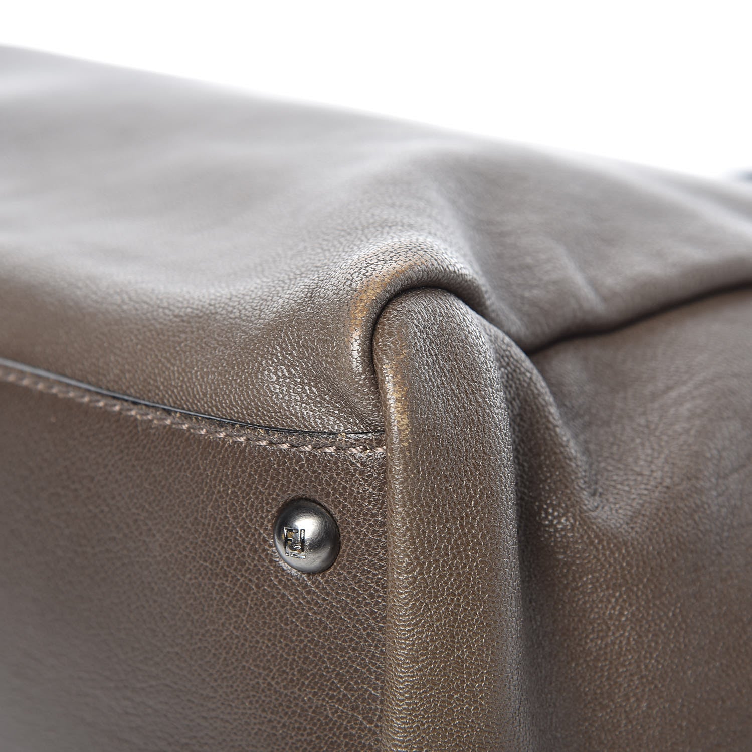 Fendi Goatskin Zucca Large Peekaboo Iconic Satchel Taupe Tobacco Moro 14 of 17