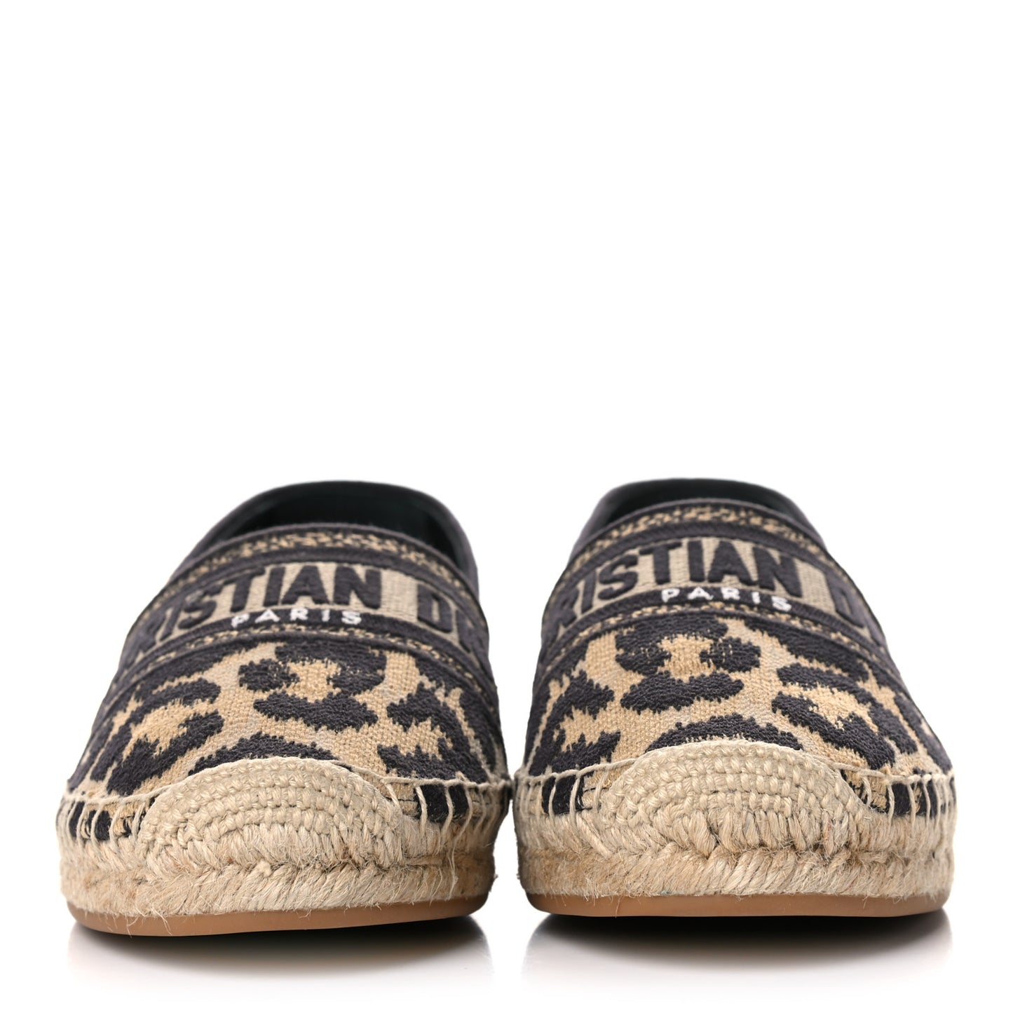 Cotton Embroidered Leopard Print Granville Espadrille 38 Natural