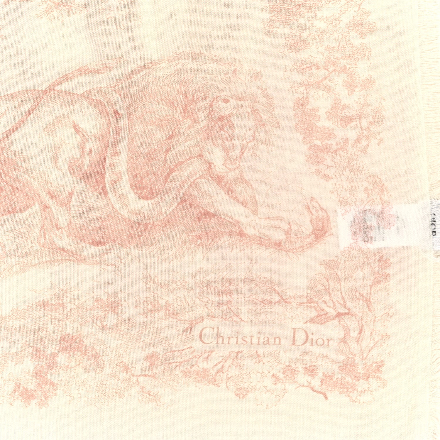 Christian Dior Wool Cashmere Silk Dioriviera Toile De Jouy Stole Pink 2 of 3