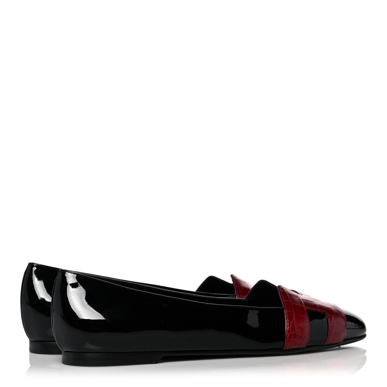 Hermes Patent Shiny Alligator Nice Ballerina Flats 38 Black 4 of 8