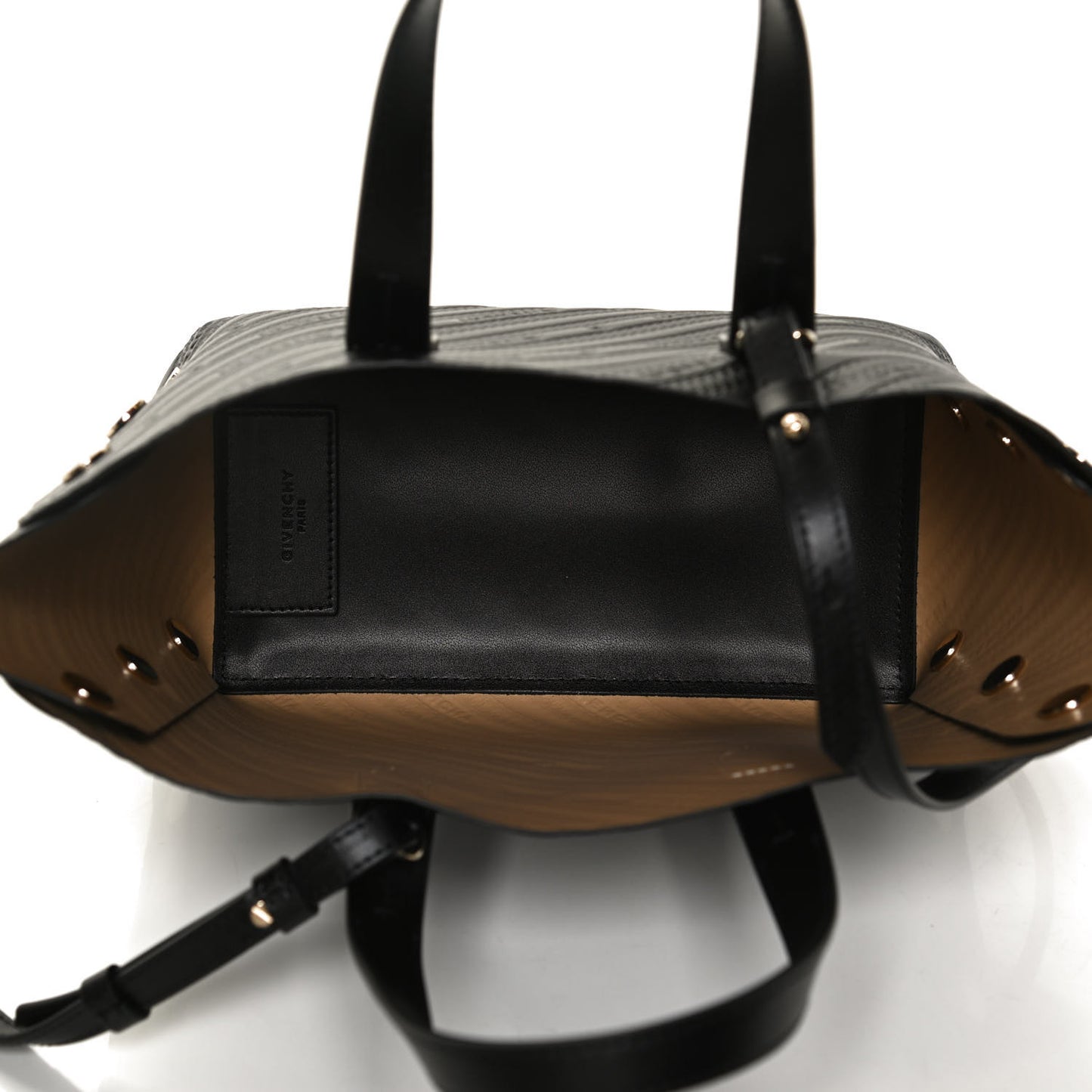 Calfskin Chain Embossed Mini Bond Shopper Tote Black