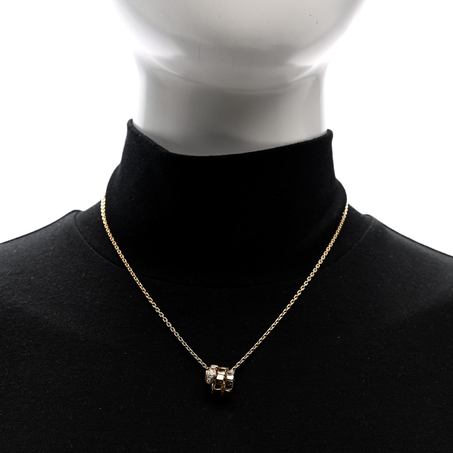 18K Yellow Gold Diamond Serpenti Viper Demi Pave Pendant Necklace