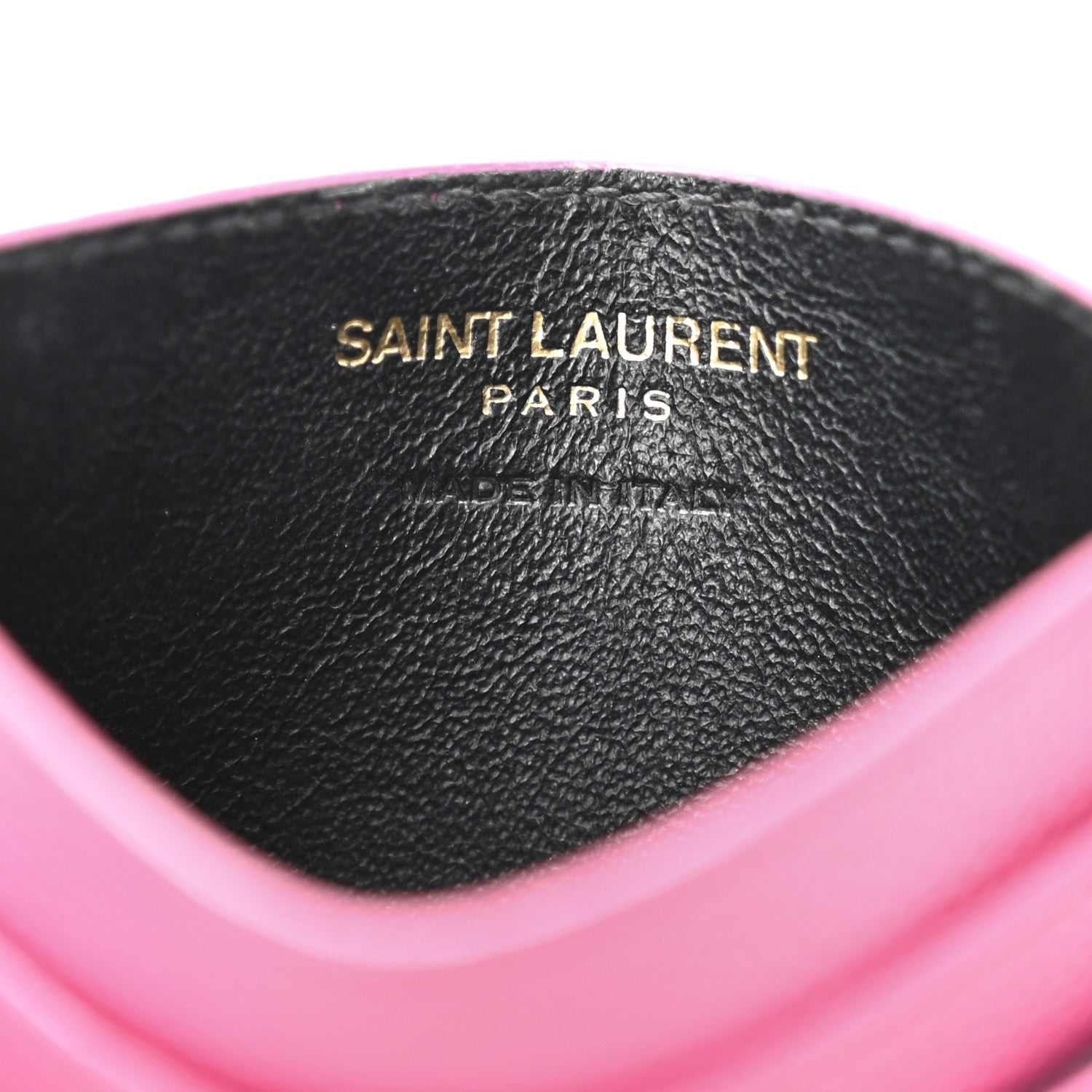 Saint Laurent Grain De Poudre Matelasse Chevron Monogram Credit Card Case Fresh Fuxia 6 of 10