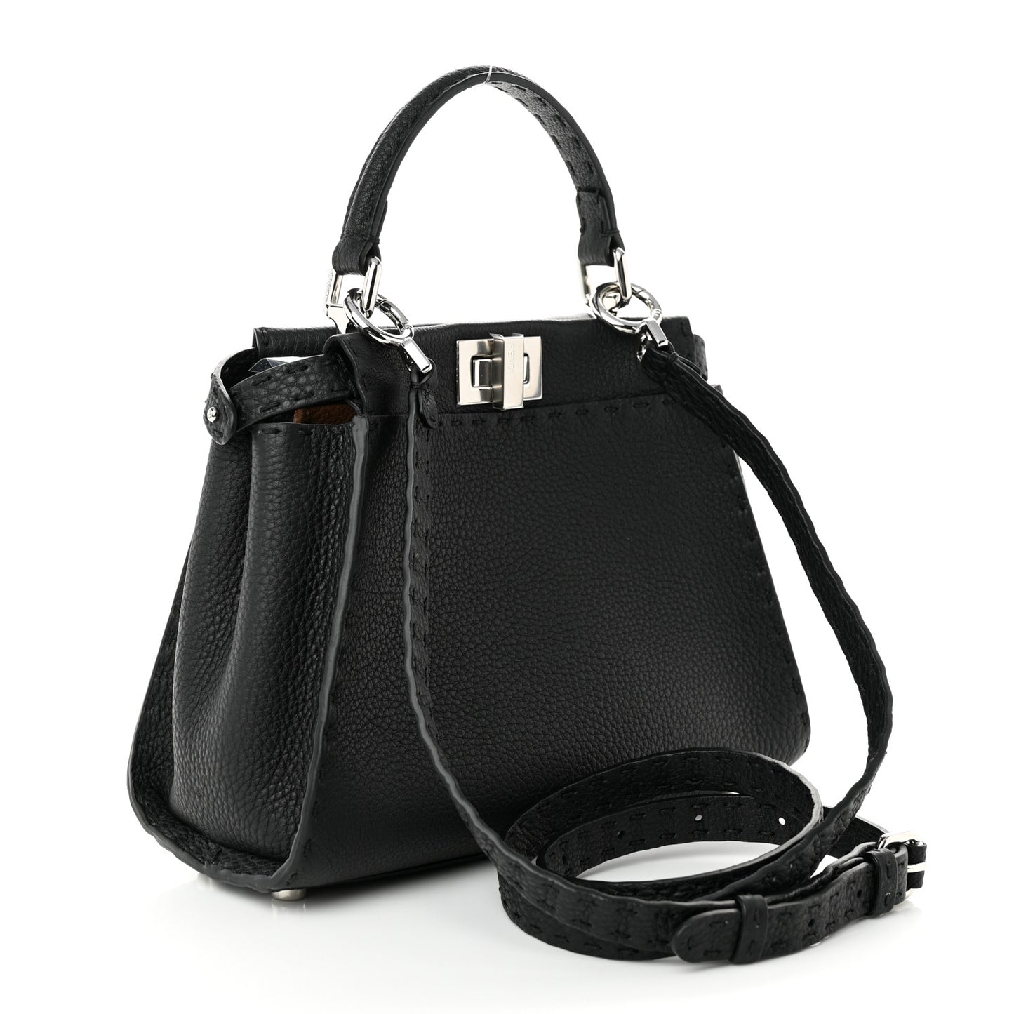 Cuoio Romano Selleria Bi-Color Mini Peekaboo Iconic Satchel Black Mou
