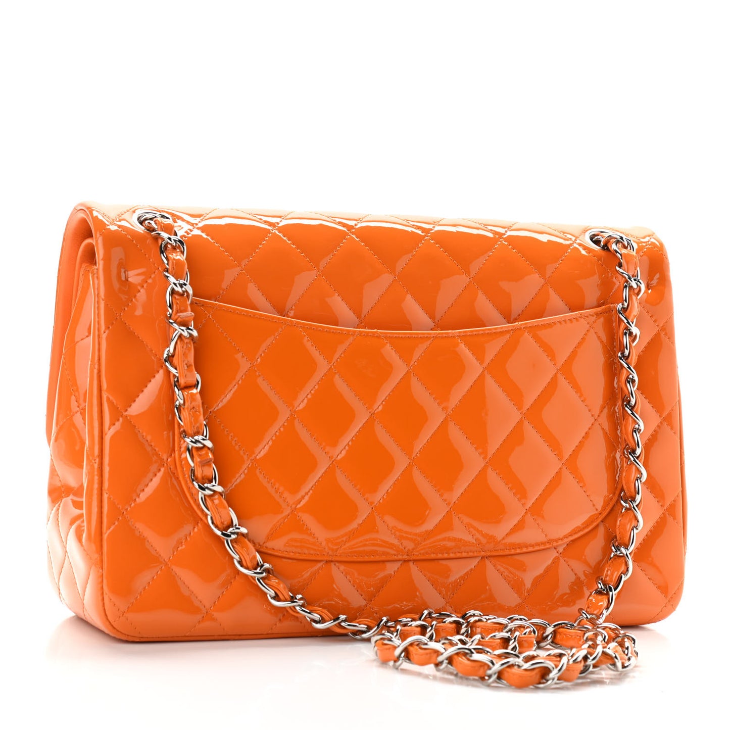 Patent Quilted Jumbo Double Flap Orange