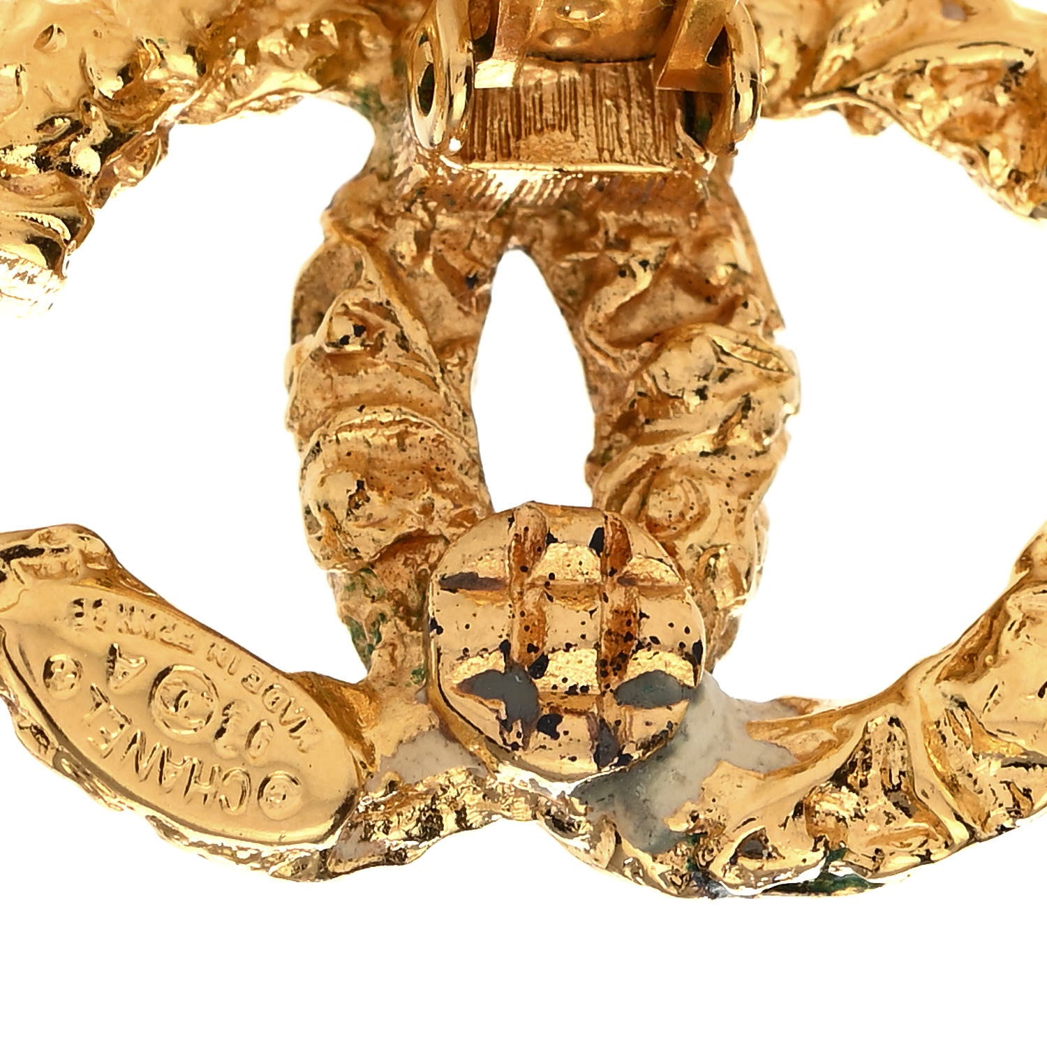 Chanel Textured CC Clip On Earrings Gold 4 of 5