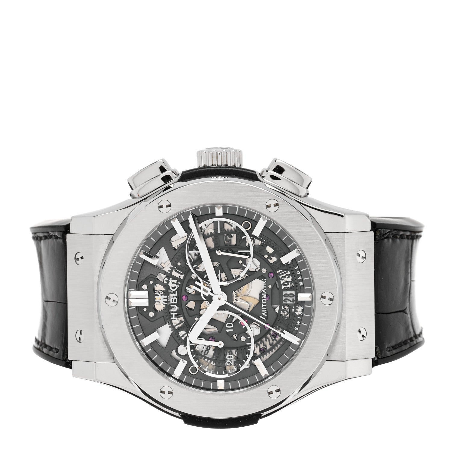 Hublot Titanium Alligator 45mm Classic Fusion Aerofusion Chronograph Automatic Watch Black 525.NX.0170.LR 2 of 5
