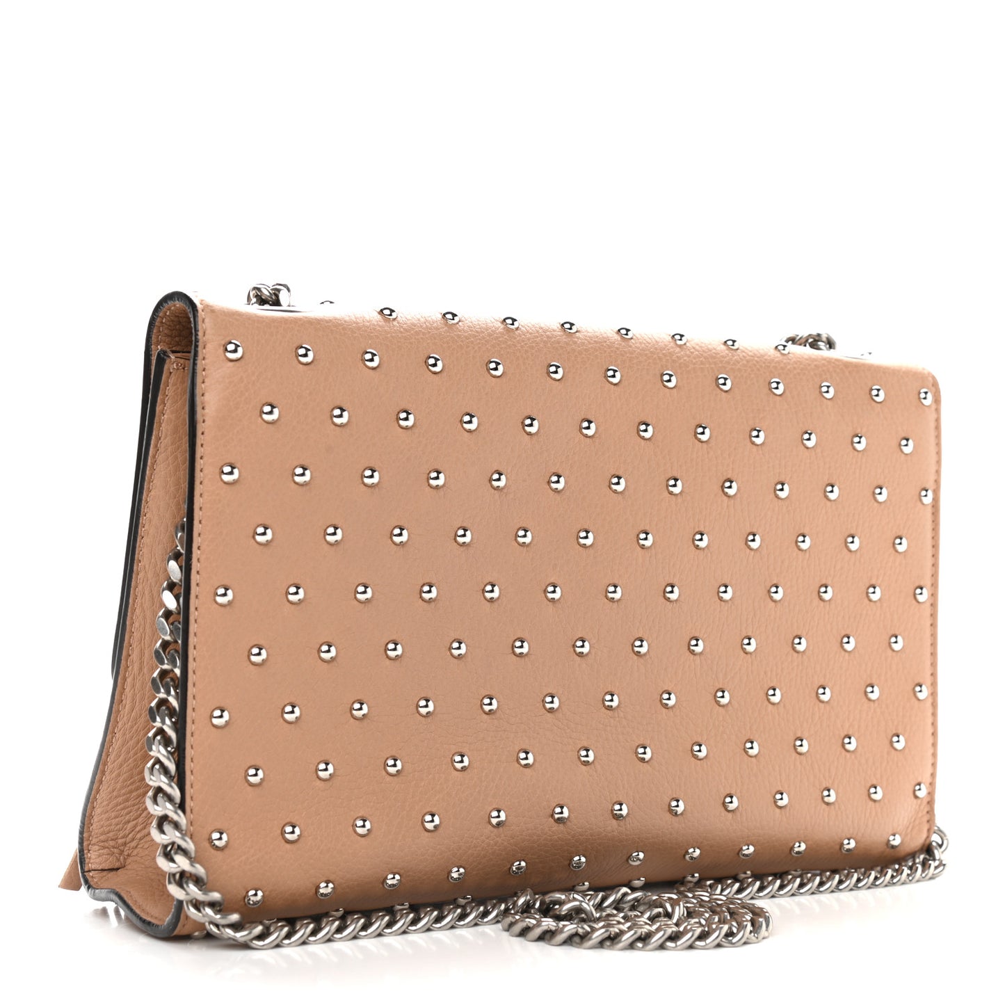 Calfskin Studded Medium Miss Bamboo Shoulder Bag Camelia