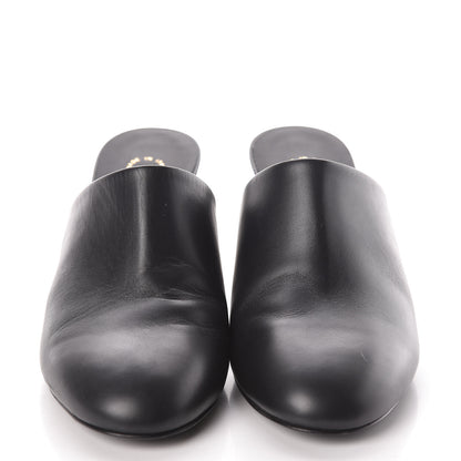 Chanel Calfskin CC Chain Mules Sandals 38 Black 2 of 8