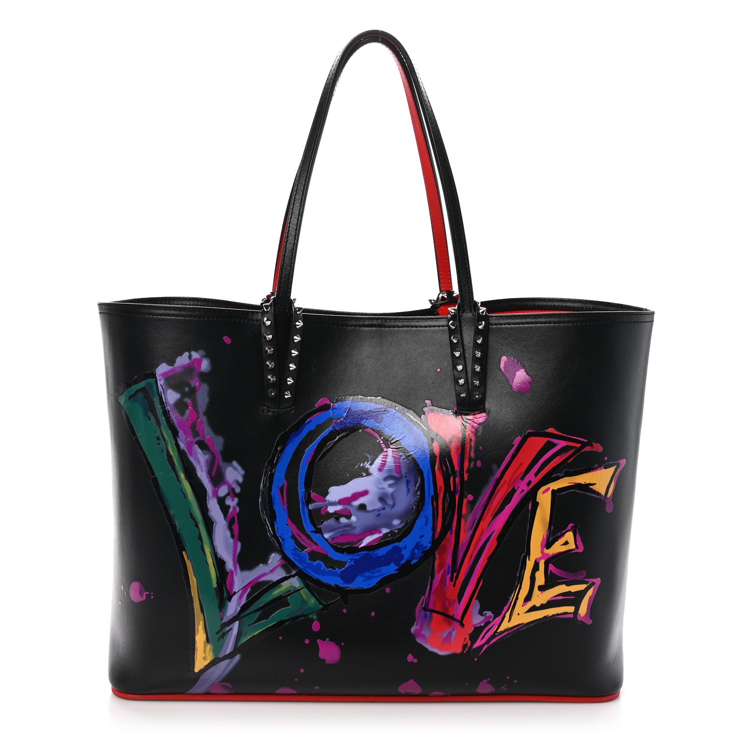 Christian Louboutin Calfskin Loubitag Spikes East West Cabata Love Tote Black 1 of 12