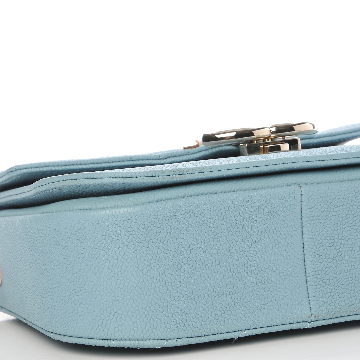 Grained Calfskin Quilted Small Cuba Top Handle Flap Blue