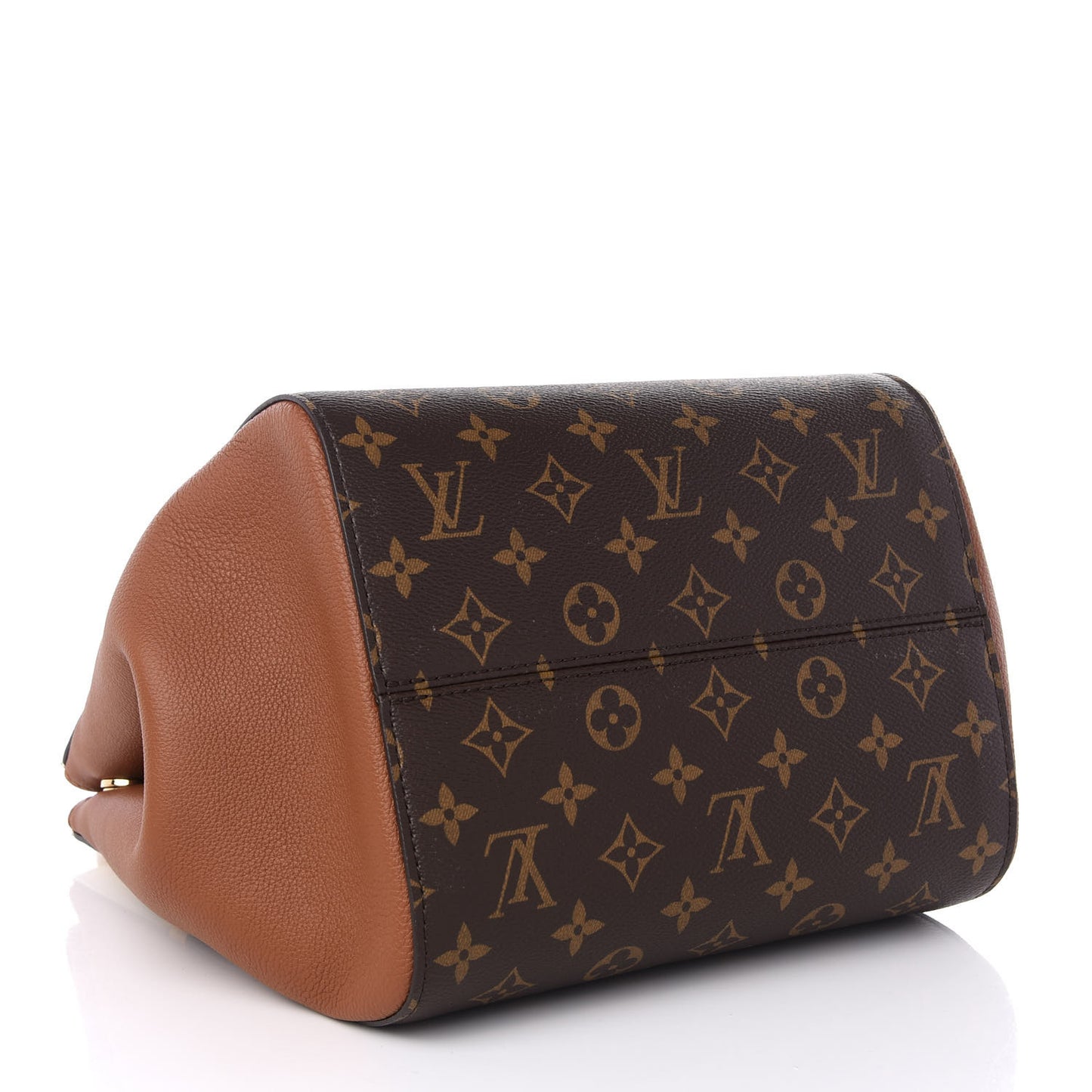 Calfskin Monogram Fold Tote MM Camel Sunbeam Cream