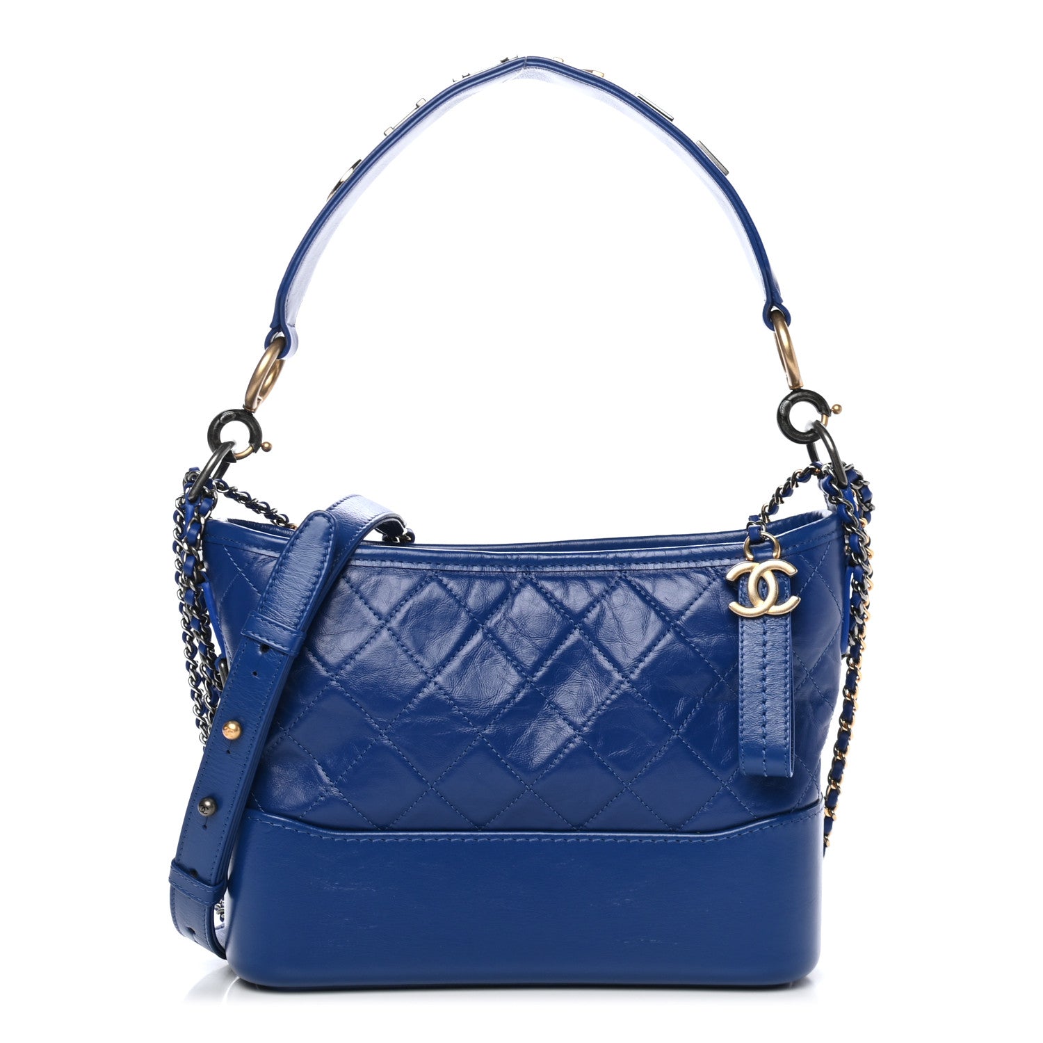 Chanel Aged Smooth Calfskin Quilted Medium Gabrielle Logo Hobo Blue 1 of 8