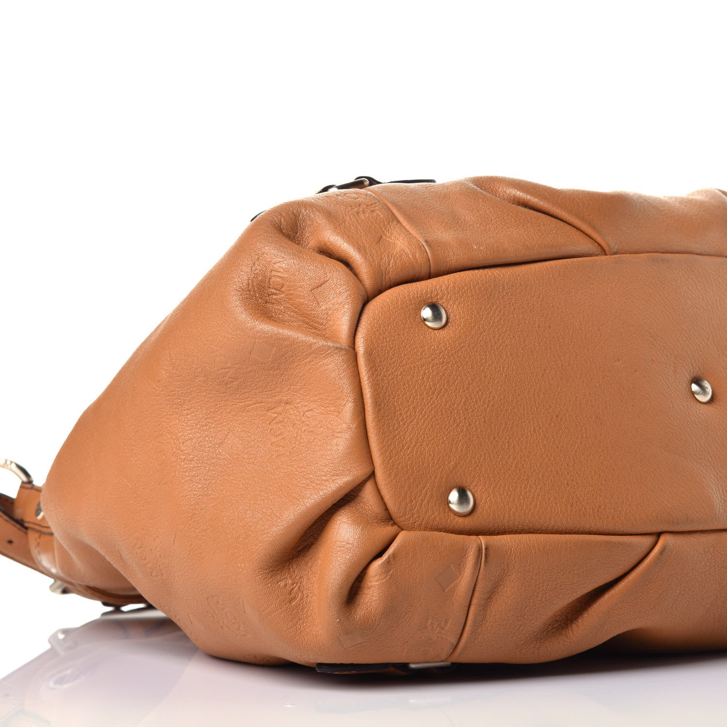 MCM Calfskin Ottomar Drawstring Shoulder Bag Sandstone 7 of 8