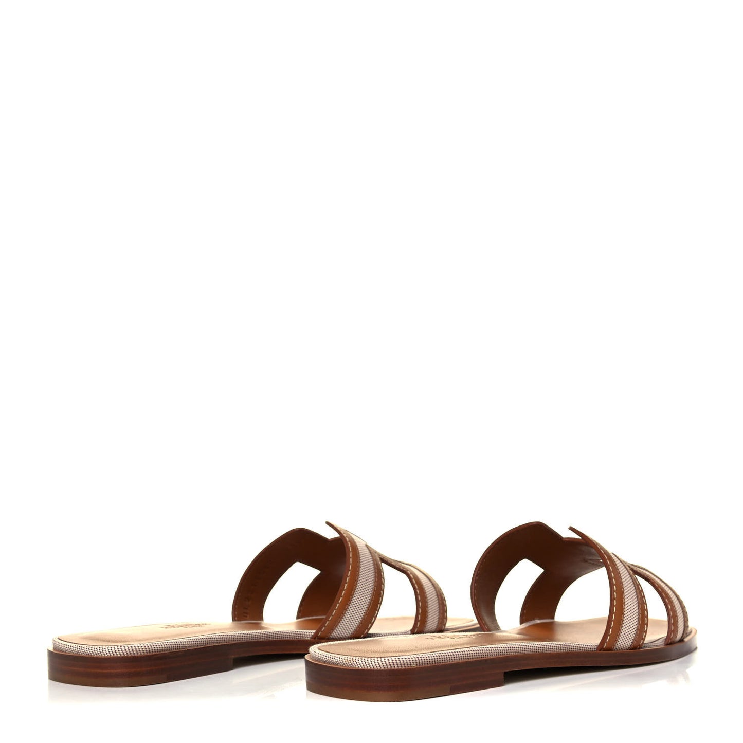 Calfskin Canvas Oran Sandals 37.5 Noisette Beige Dore