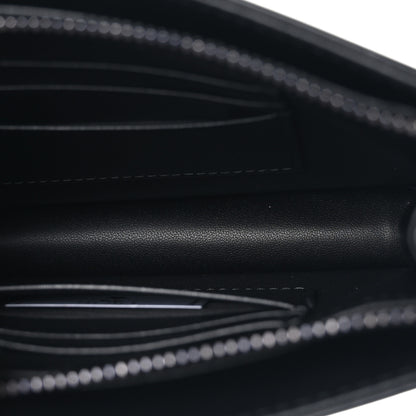 Christian Dior Calfskin Macrocannage Diamond Caro Zipped Pouch With Chain Black 5 of 12