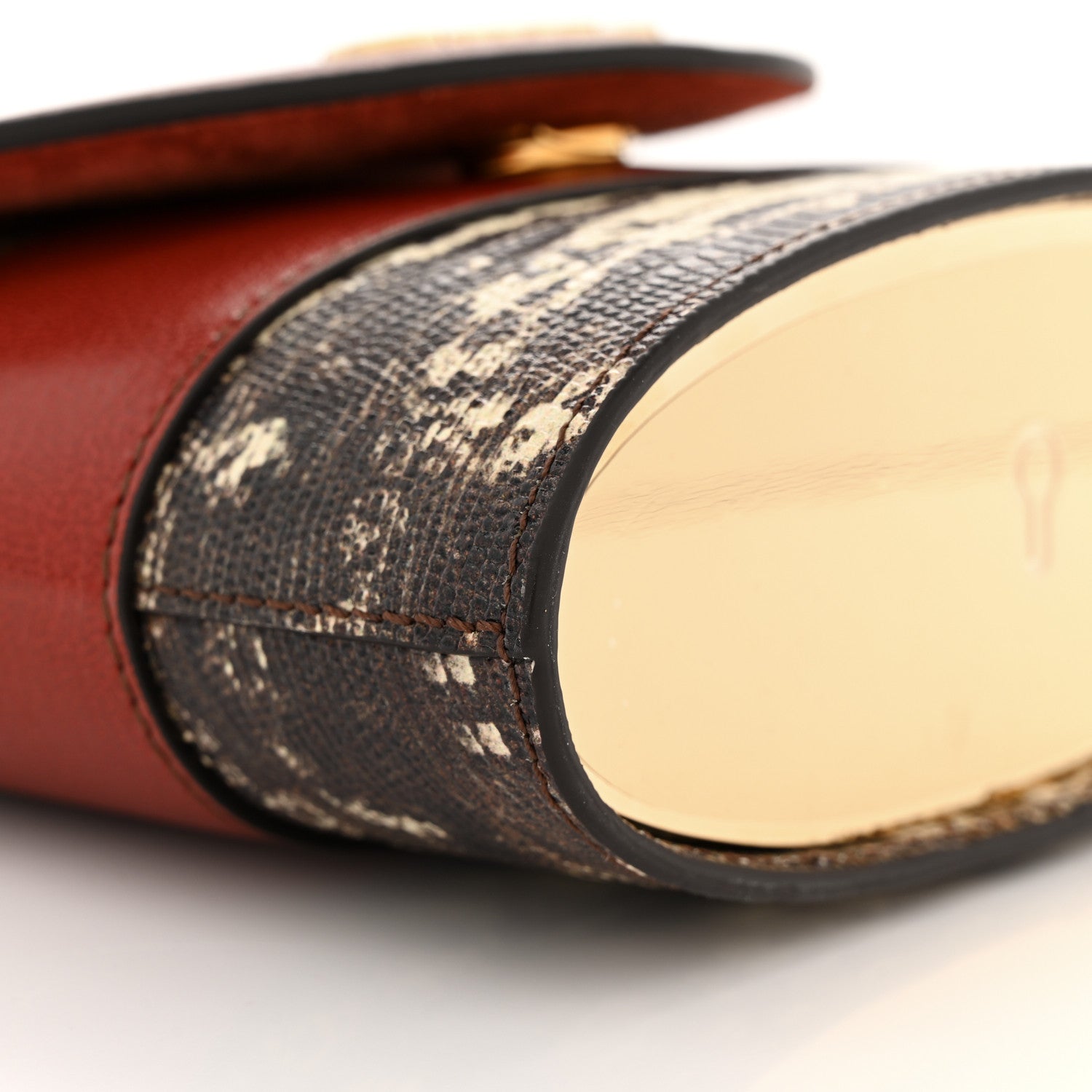 Chloe Calfskin Lizard Embossed Small Aby Lock Sepia Brown 9 of 10