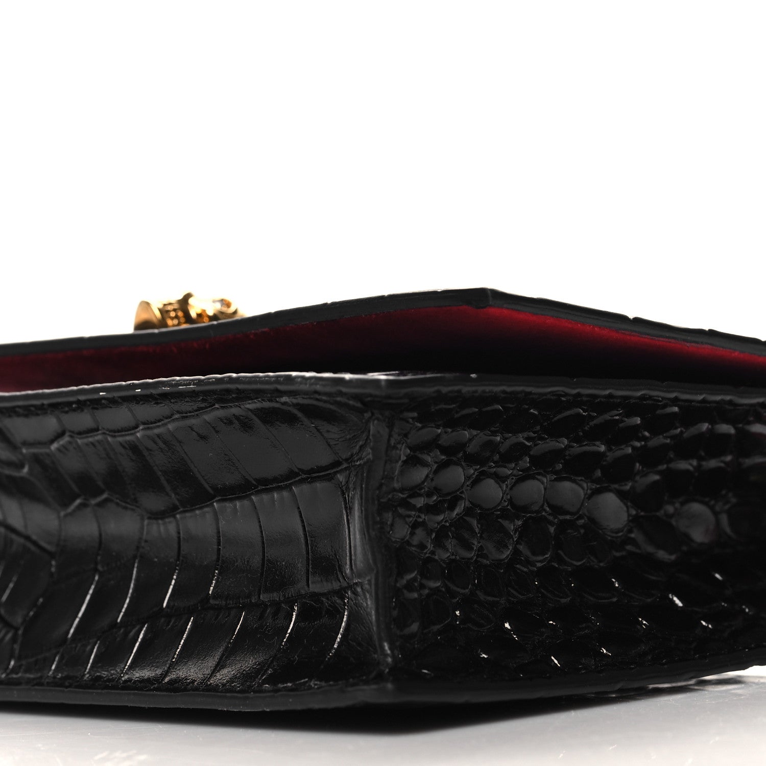 Alexander McQueen Calfskin Crocodile Embossed Skull Mini Crossbody Bag Black 9 of 9