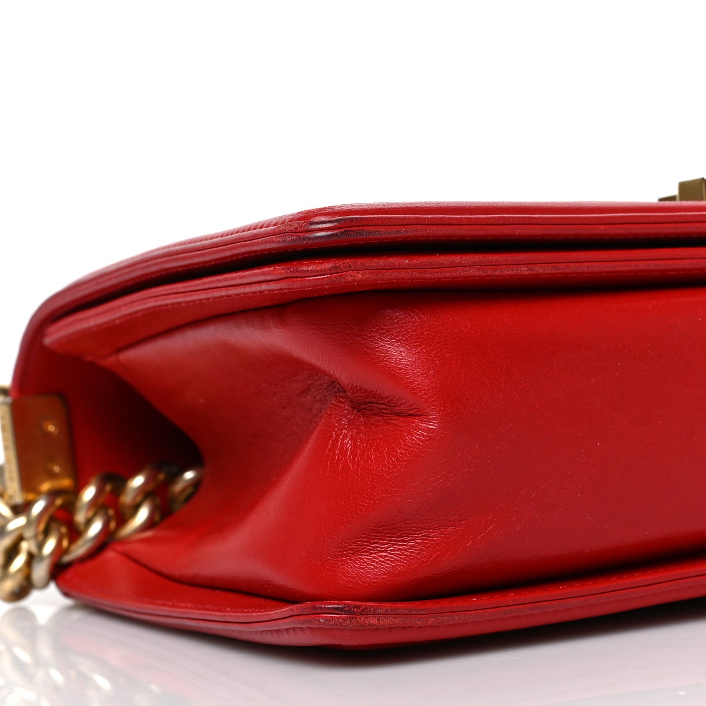 Lambskin Quilted Medium Boy Flap Red