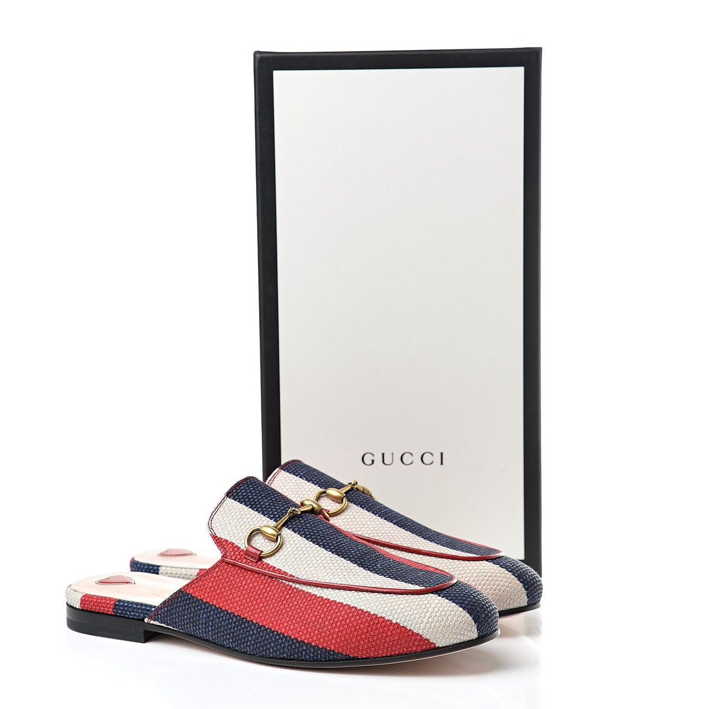 Canvas Sylvie Stripe Womens Princetown Slippers 38 Mystic White Hibiscus Red Maritime