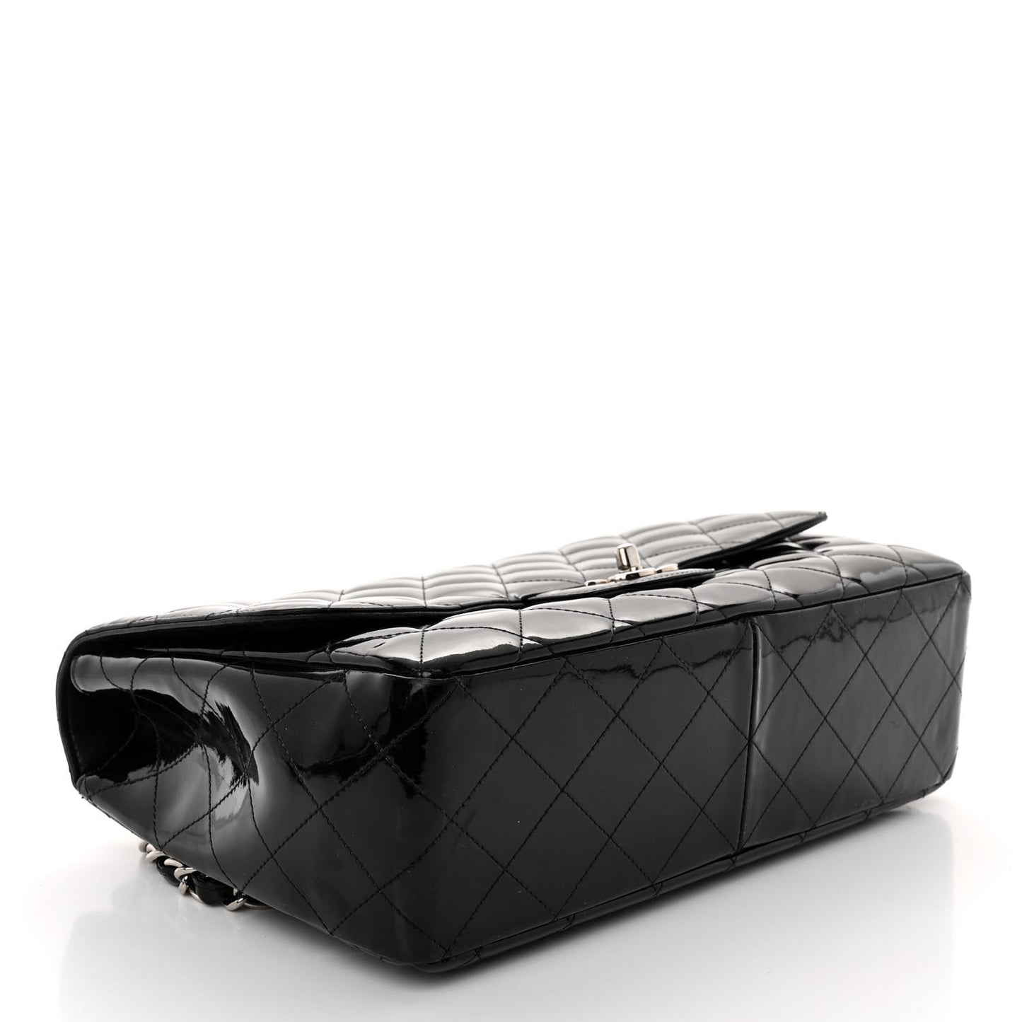 Patent Quilted Jumbo Single Flap Black