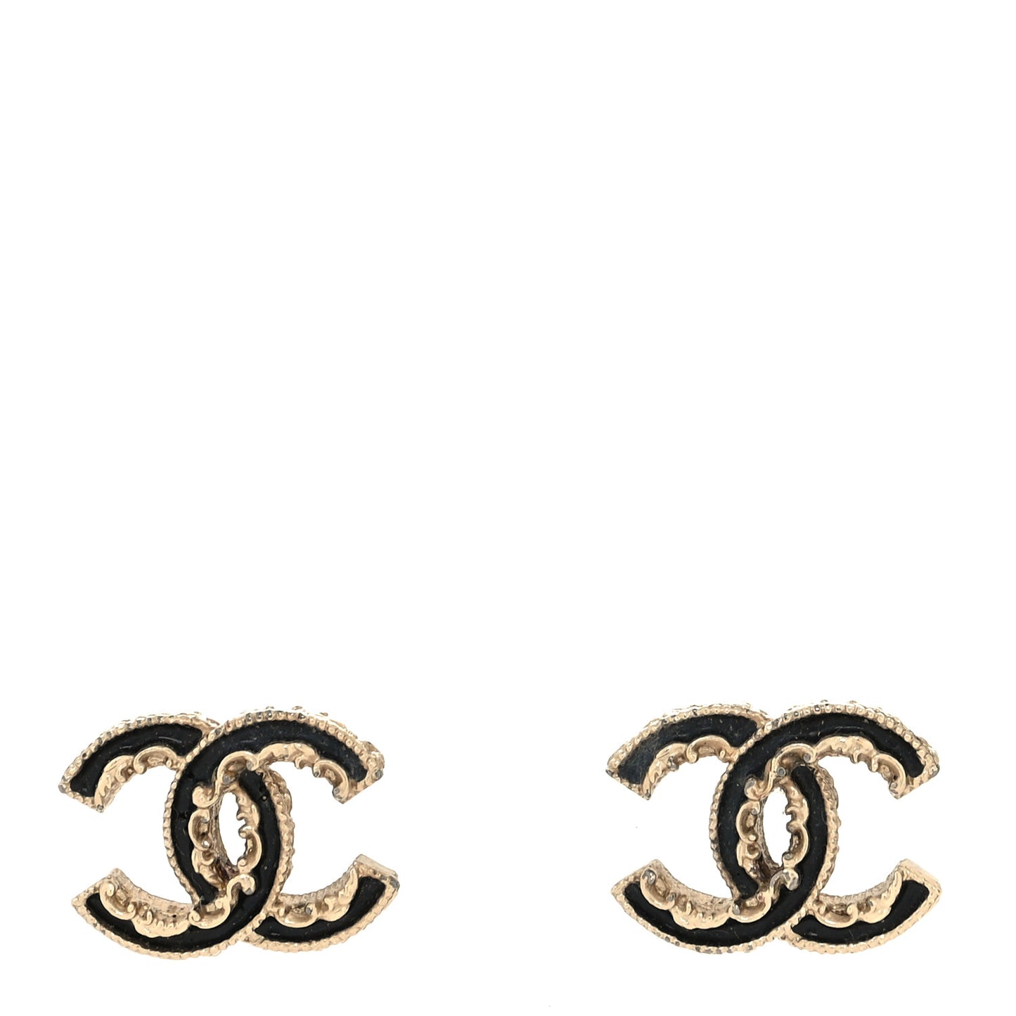 Enamel CC Baroque Earrings Light Gold