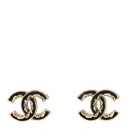 Chanel Enamel CC Baroque Earrings Light Gold 1 of 4