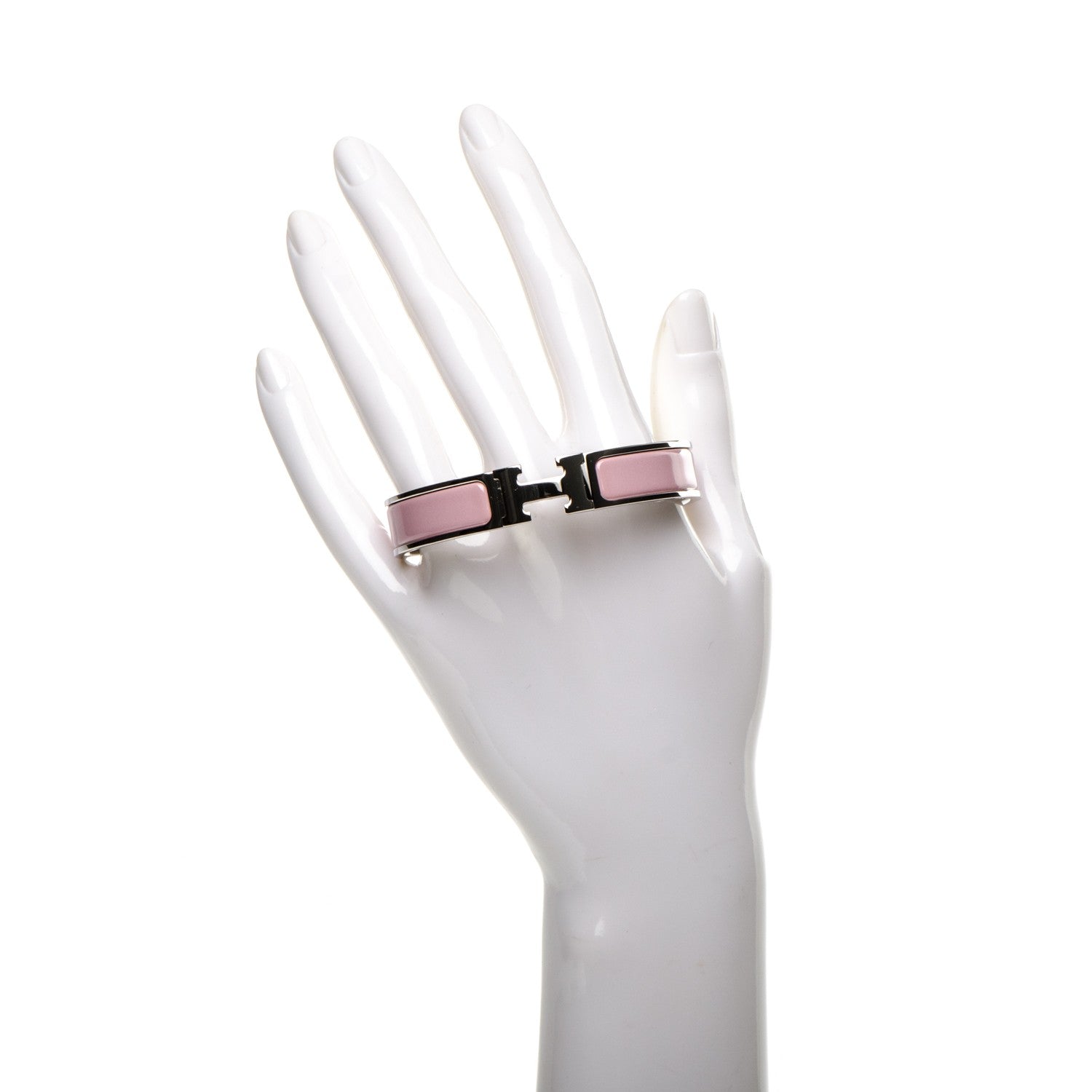 Hermes Enamel Narrow Clic Clac H Bracelet GM Rose Nacarat 2 of 5