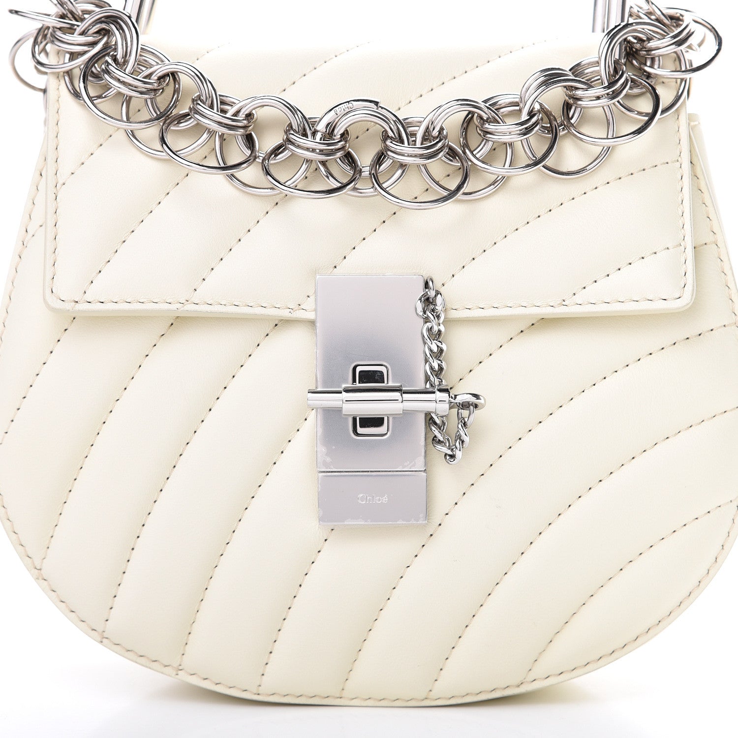 Chloe Calfskin Quilted Mini Drew Bijou Shoulder Bag Natural White 7 of 9