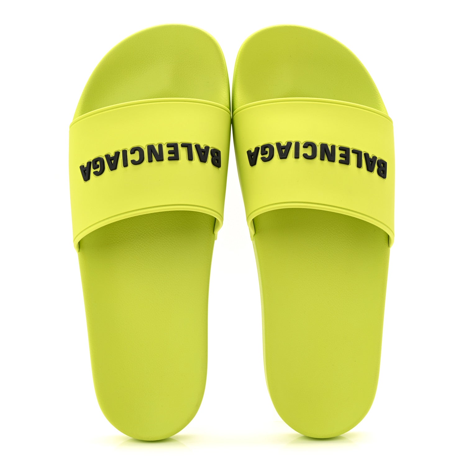 Balenciaga Rubber Mens Logo Pool Slide Sandals 44 Fluo Yellow 2 of 9
