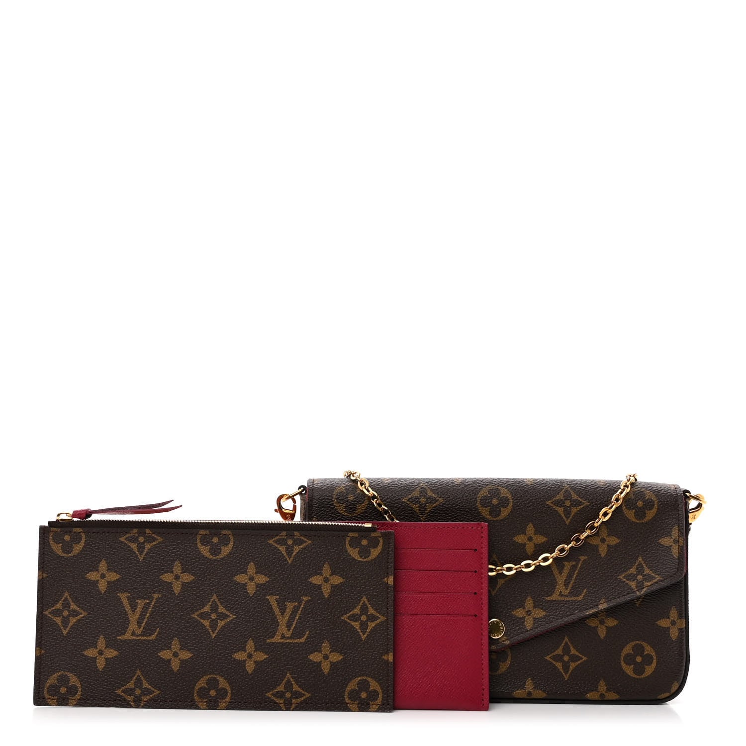 Louis Vuitton Monogram Pochette Felicie Chain Wallet Fuchsia 1 of 10