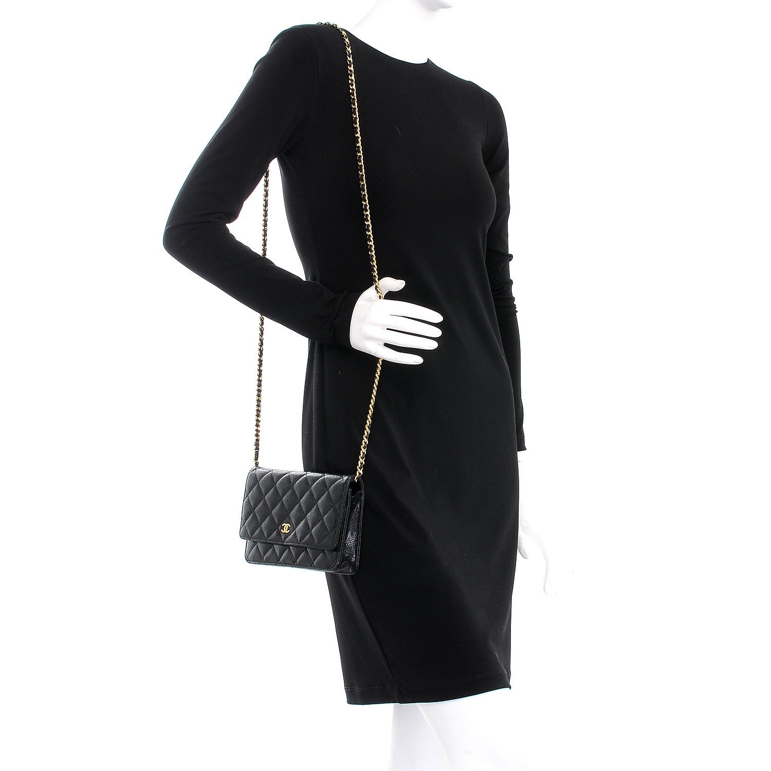 Chanel Caviar Quilted Wallet On Chain WOC Black 2 of 9
