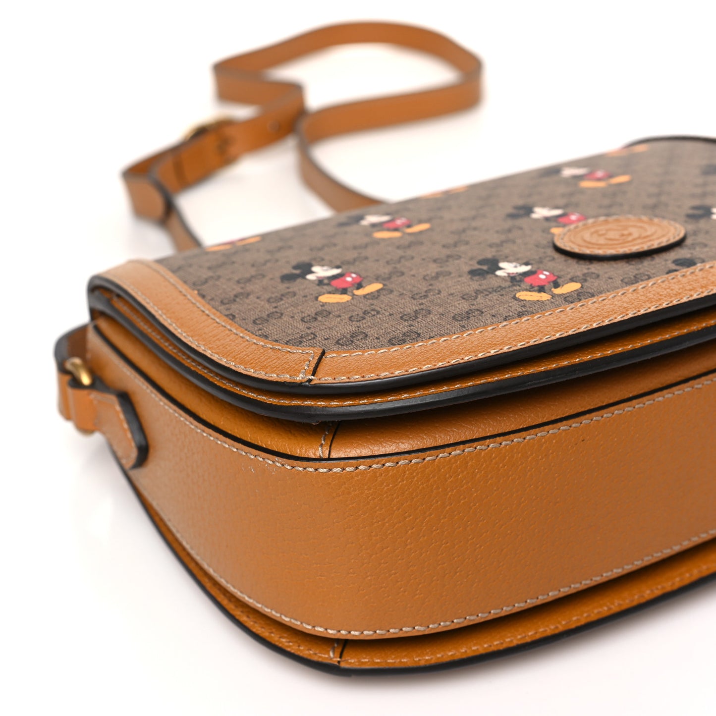 X DISNEY Mini Vintage GG Supreme Monogram Mickey Mouse Small Flap Messenger Bag Beige Vintage Sun Oil