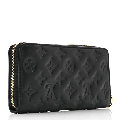 Louis Vuitton Lambskin Embossed Monogram Coussin Zippy Wallet Black 3 of 6