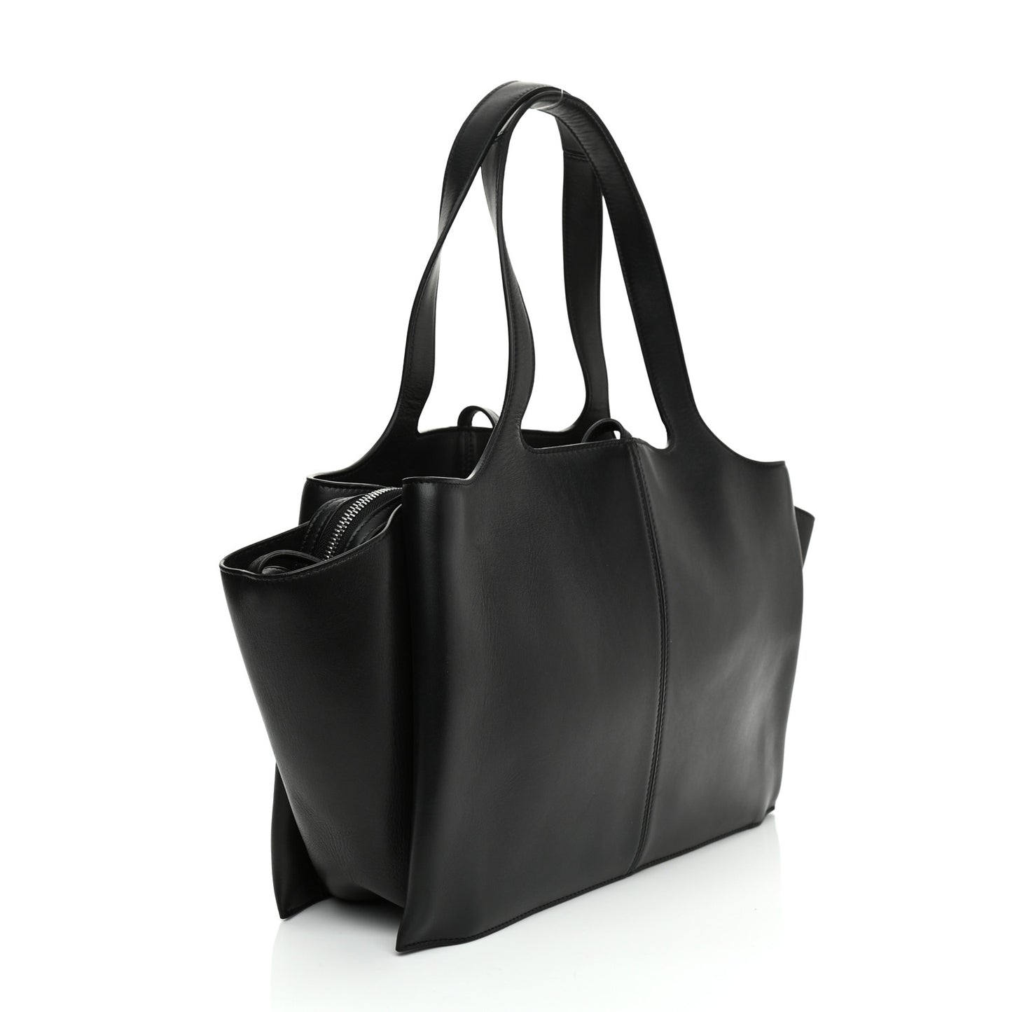 Smooth Calfskin Small Tri-Fold Shoulder Bag Black