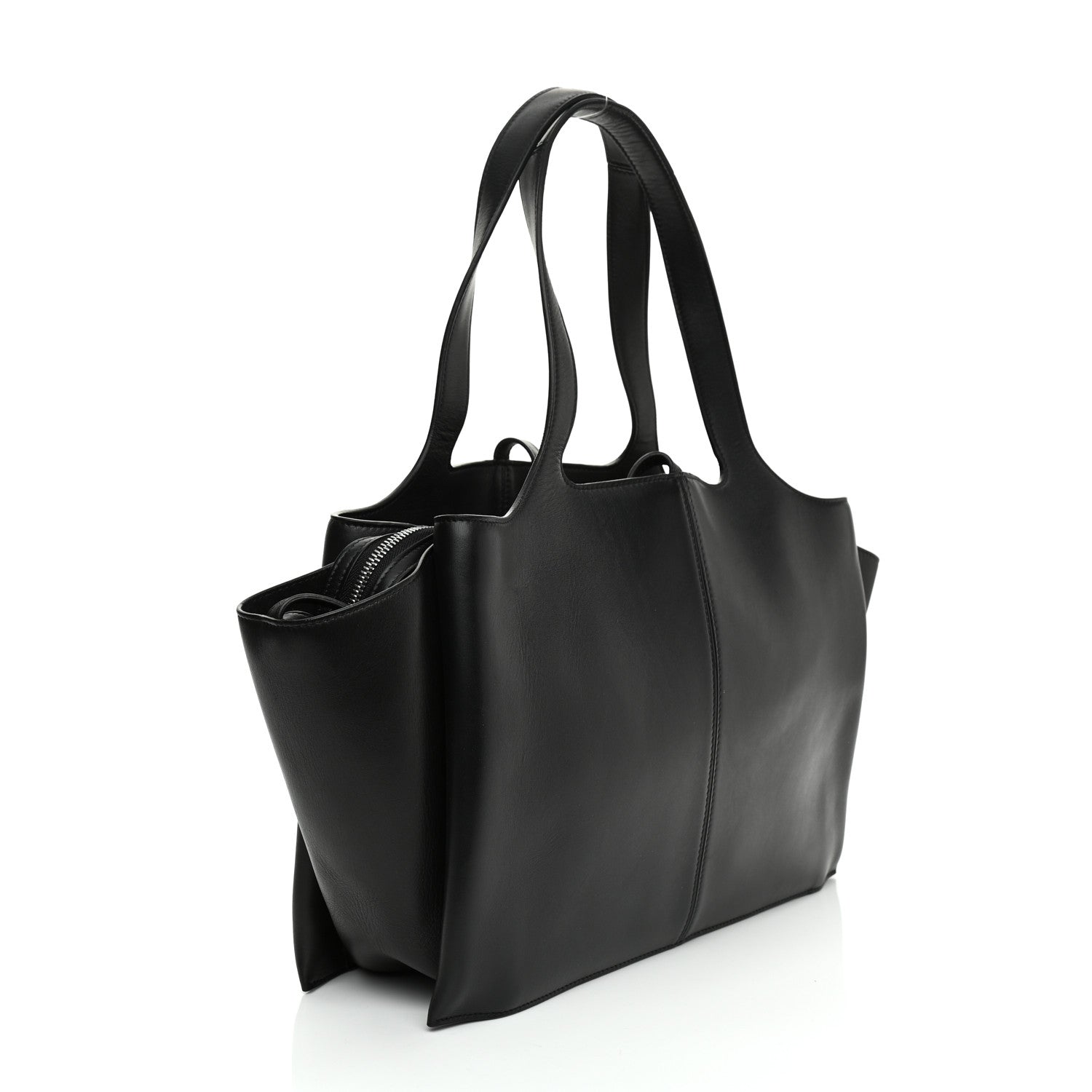 Celine Smooth Calfskin Small Tri-Fold Shoulder Bag Black 3 of 10