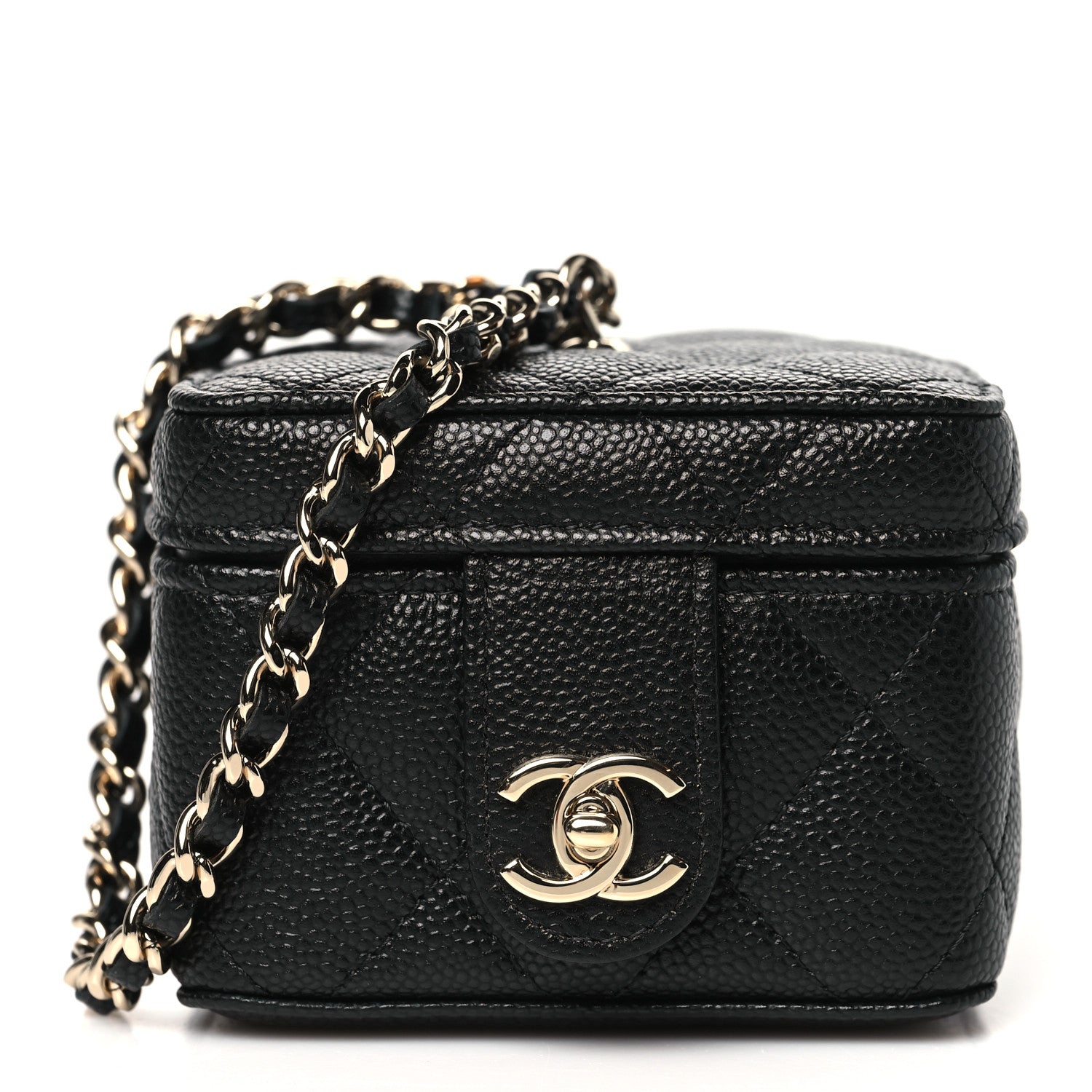 Chanel Caviar Quilted Mini Vanity Wrist Case With Chain Black 1 of 11