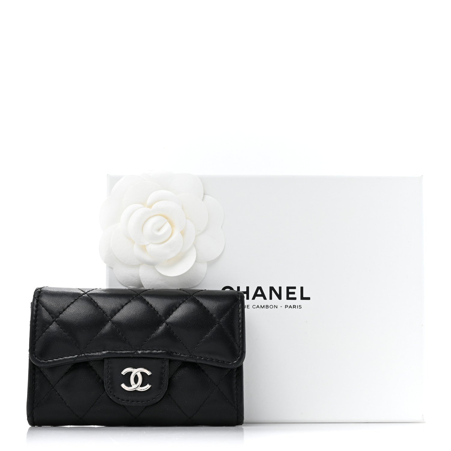 Chanel Lambskin Quilted Flap Card Holder Wallet Black 13 of 13
