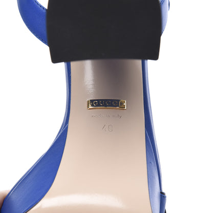 Gucci Calfskin GG Marmont Ankle Wrap 30/115mm Platform Sandals 40 Bright Blue 9 of 10