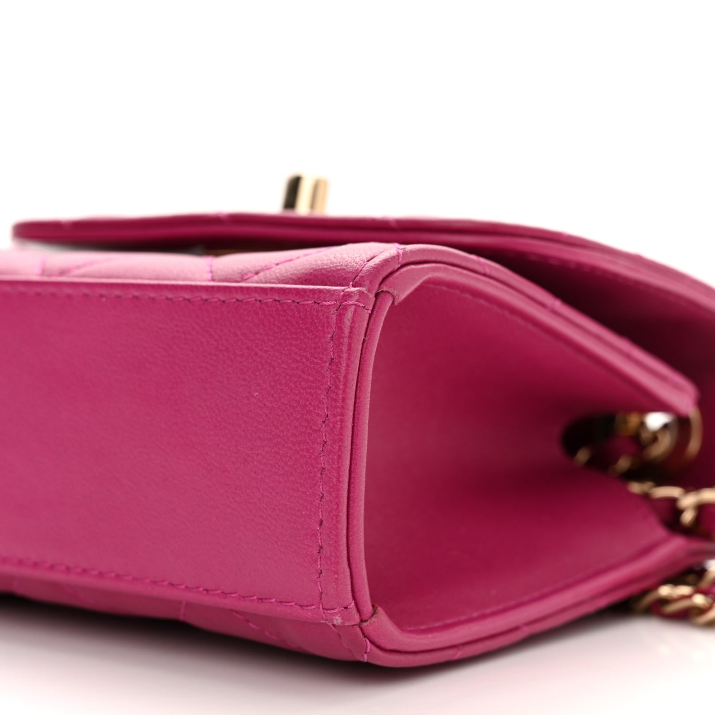 Lambskin Quilted Mini Trendy CC Clutch With Chain Fuchsia