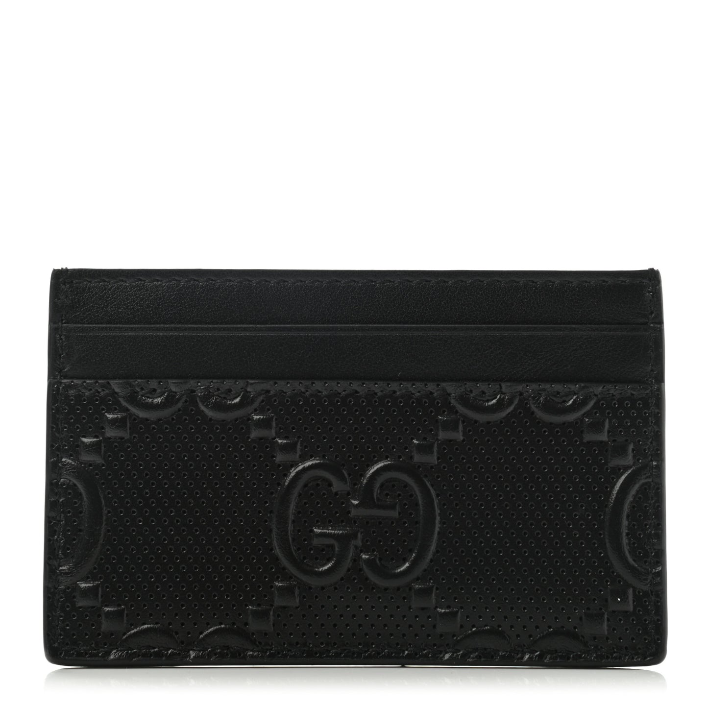 Calfskin GG Tennis Embossed Card Holder Black