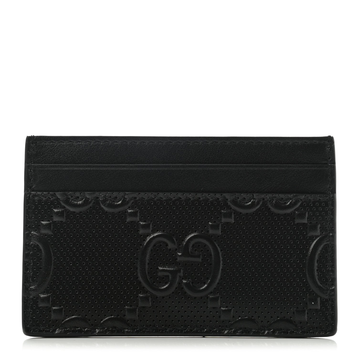 Gucci Calfskin GG Tennis Embossed Card Holder Black 1 of 6