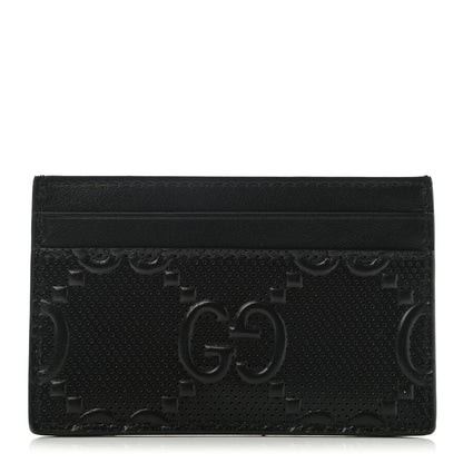 Gucci Calfskin GG Tennis Embossed Card Holder Black 1 of 6