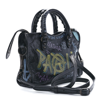 Balenciaga Agneau Graffiti Classic Hardware Nano City Black Multicolor 4 of 12