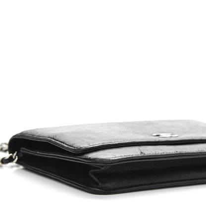 Chanel Lambskin Camellia Embossed Wallet on Chain WOC Black 9 of 11