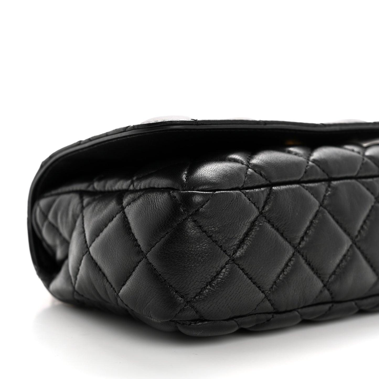 Nappa Quilted Small Medusa Chain Crossbody Black