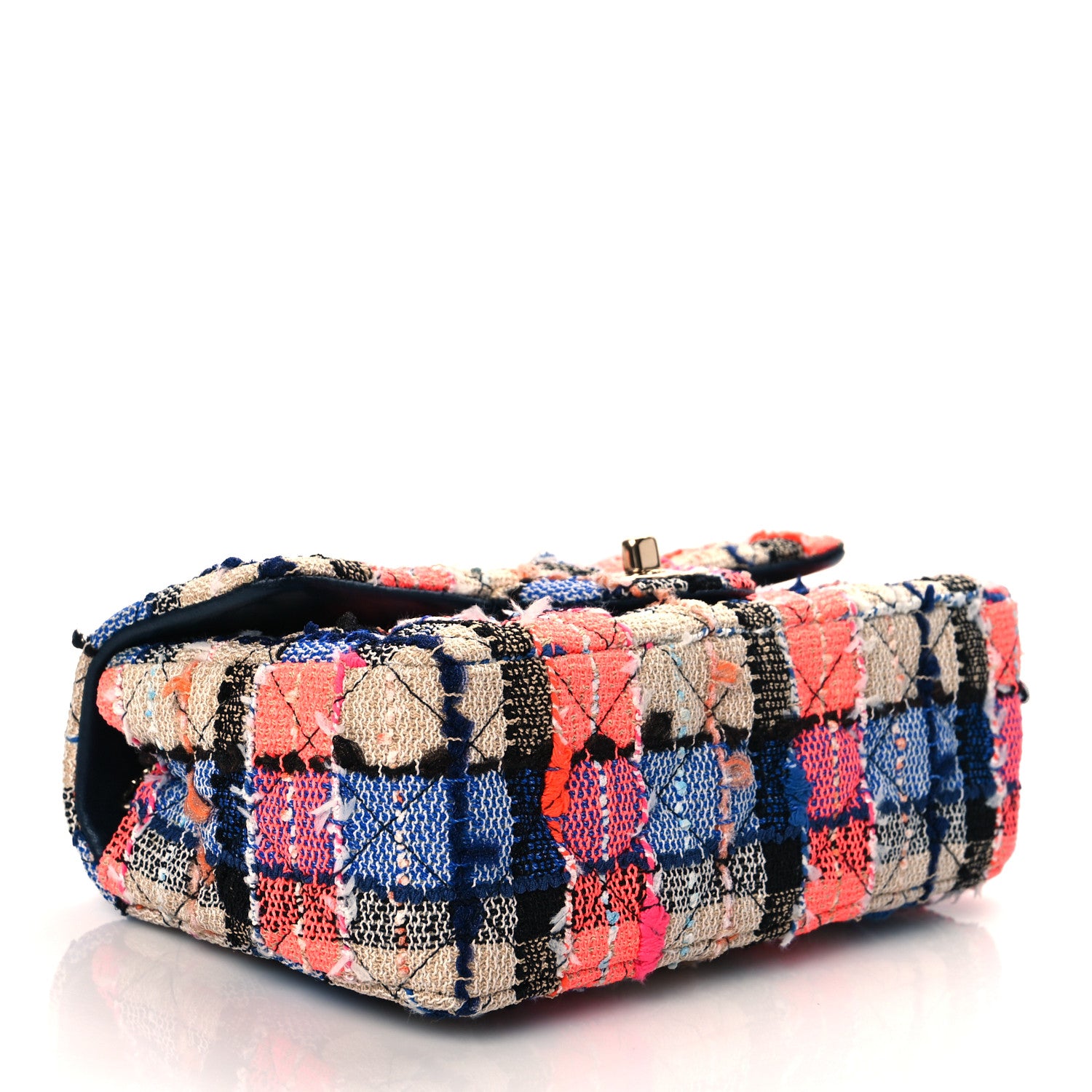 Chanel Tweed Quilted Mini Rectangular Flap Blue Orange Yellow 3 of 10