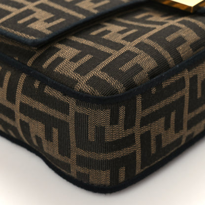 Fendi Fabric Jacquard FF 1974 Medium Baguette Tobacco Moro Black 11 of 12